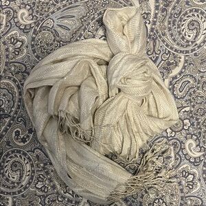 Charming Charlie Metallic Cream Scarf